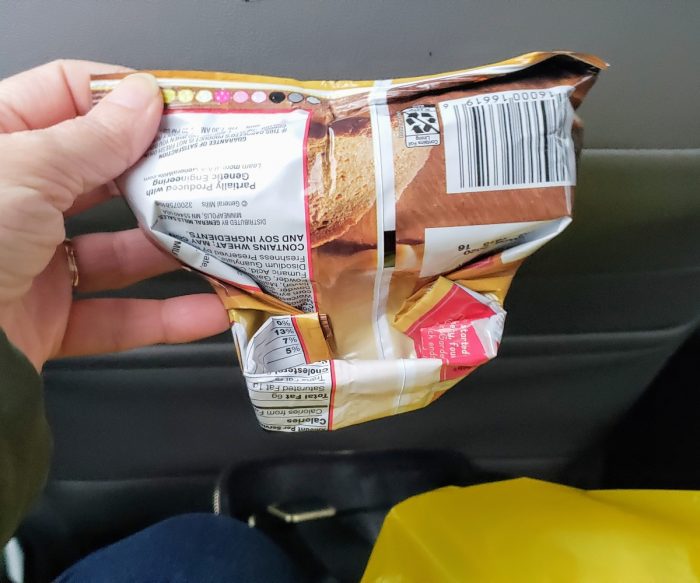 Chip bag closed without a clip