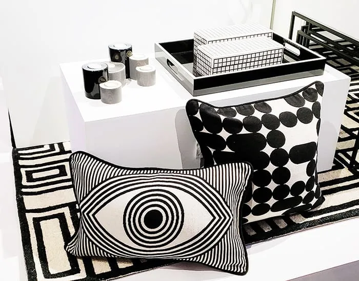 black and white pillows and pottery from the Jonathan Adler Now House Collection on Amazon