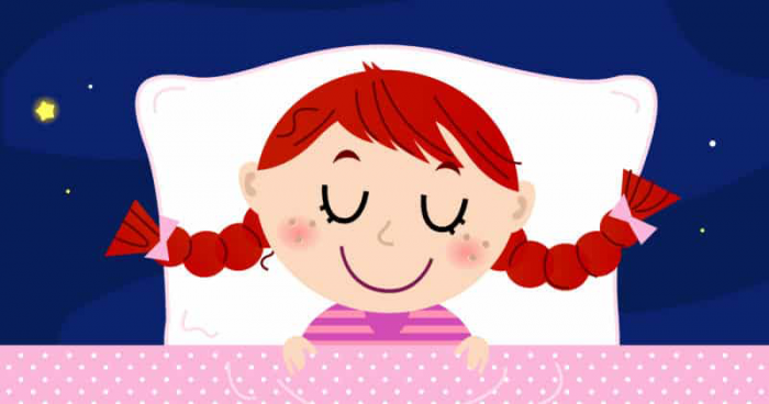 sleeping girl cartoon of girl in bed