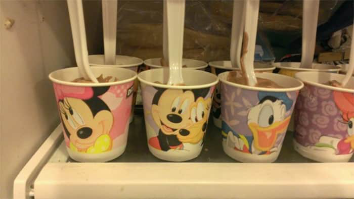 pudding pops in little paper cups in freezer