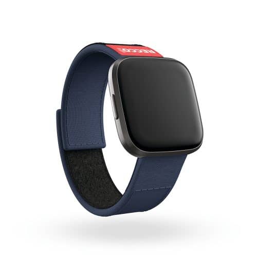 Fitbit Versa 2 with blue RECCO band