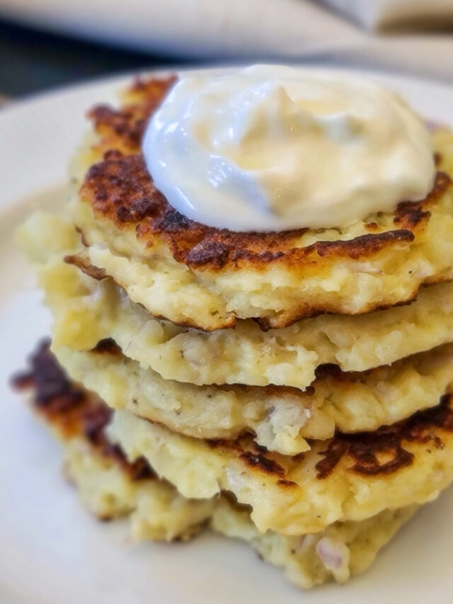 Easy Leftover Mashed Potato Cakes recipe Amy Ever After